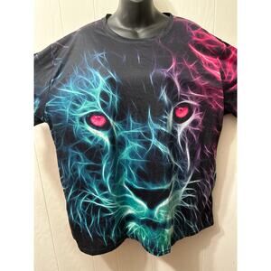 Colorful Lion Polyester T-shirt Size 3X men or women- Unbranded with Cool Design